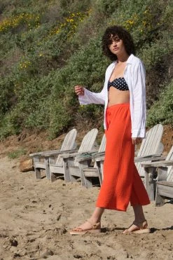 Velvet By Graham & Spencer Womens RAVYN COTTON GAUZE WIDE LEG PANT