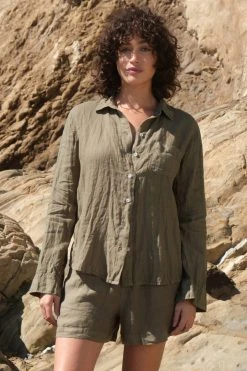 Velvet By Graham & Spencer NATALIA LINEN BUTTON-UP SHIRT