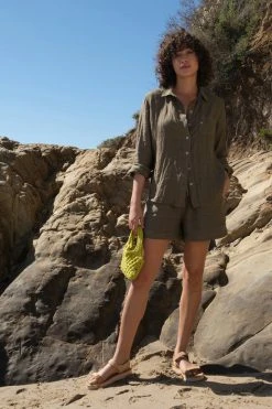 Velvet By Graham & Spencer NATALIA LINEN BUTTON-UP SHIRT