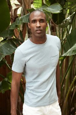 Velvet By Graham & Spencer Mens CHAD RAW EDGE COTTON SLUB POCKET TEE