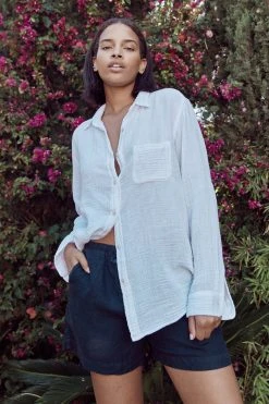 Velvet By Graham & Spencer BAILEY COTTON GAUZE SHIRT Womens