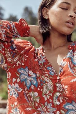 Velvet By Graham & Spencer MIKAYLA BUTTON-UP PRINTED BLOUSE Womens