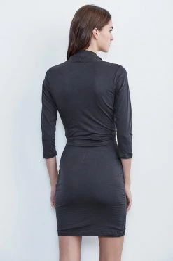 Velvet By Graham & Spencer ROZA GAUZY WHISPER 3/4 SLEEVE WRAP DRESS