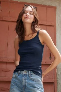 Velvet By Graham & Spencer Womens ALIZA RIBBED COTTON LAYERING TANK