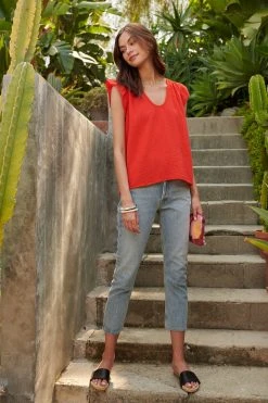 Velvet By Graham & Spencer BREANNA COTTON GAUZE TOP Womens