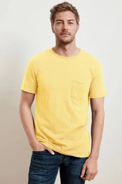 Velvet By Graham & Spencer Mens CHAD RAW EDGE COTTON SLUB POCKET TEE