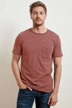Velvet By Graham & Spencer Mens CHAD RAW EDGE COTTON SLUB POCKET TEE