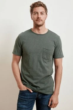 Velvet By Graham & Spencer Mens CHAD RAW EDGE COTTON SLUB POCKET TEE
