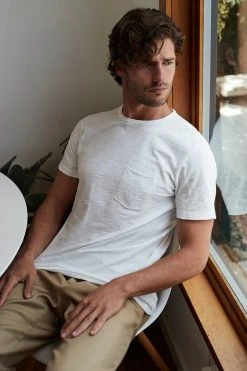 Velvet By Graham & Spencer Mens CHAD RAW EDGE COTTON SLUB POCKET TEE