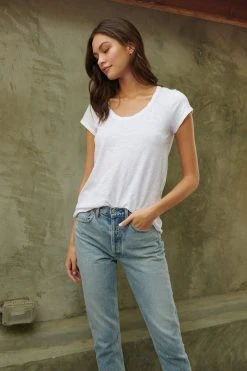 Velvet By Graham & Spencer KIRA ORIGINAL SLUB SCOOP NECK TEE Womens