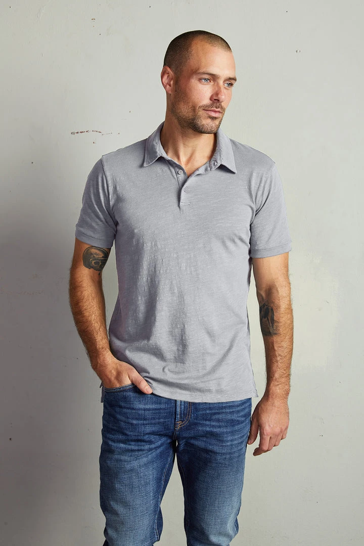 Velvet By Graham & Spencer Mens RANDALL COTTON SLUB POLO 1 Velvet By Graham & Spencer Mens RANDALL COTTON SLUB POLO
