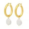 Womens SADE HOOPS WITH PEARL CHARM BY BYCHARI