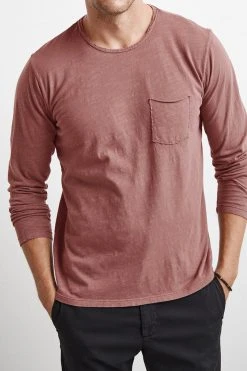 Velvet By Graham & Spencer SIMEON RAW EDGE COTTON SLUB TEE