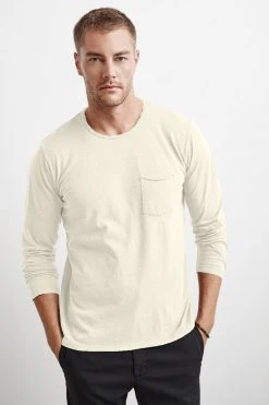 Velvet By Graham & Spencer SIMEON RAW EDGE COTTON SLUB TEE