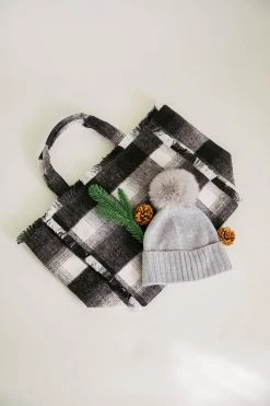 Velvet By Graham & Spencer Womens FRAYED FLANNEL WEEKEND BAG