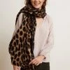 Velvet By Graham & Spencer Womens LEOPARD RAW EDGE SCARF