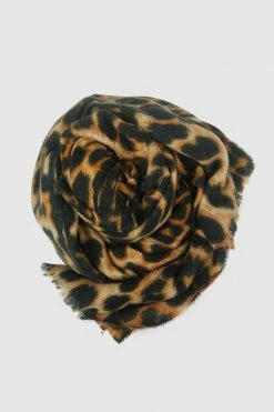 Velvet By Graham & Spencer Womens LEOPARD RAW EDGE SCARF