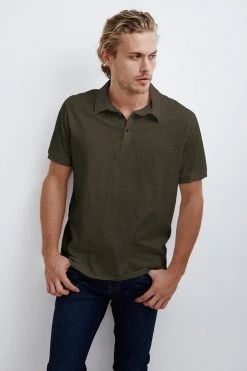 Velvet By Graham & Spencer Mens RANDALL COTTON SLUB POLO