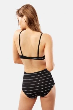 Solid & Striped Womens BRIGITTE PINSTRIPE RIBBED SWIM BOTTOM BY SOLID AND STRIPED
