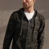 Velvet By Graham & Spencer Mens BARNEY CAMO PRINT ZIP UP HOODIE