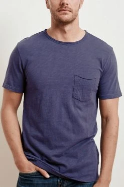 Velvet By Graham & Spencer Mens CHAD RAW EDGE COTTON SLUB POCKET TEE