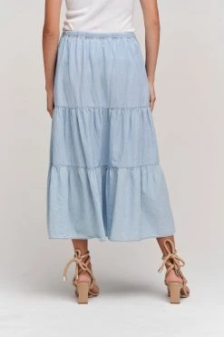 Velvet By Graham & Spencer SIMONE CHAMBRAY TIERED SKIRT