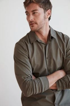 Velvet By Graham & Spencer Mens ARLIE CONTRAST COTTON JERSEY BUTTON-UP SHIRT