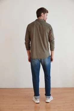 Velvet By Graham & Spencer Mens ARLIE CONTRAST COTTON JERSEY BUTTON-UP SHIRT