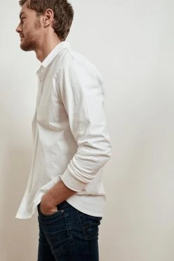 Velvet By Graham & Spencer Mens ARLIE CONTRAST COTTON JERSEY BUTTON-UP SHIRT