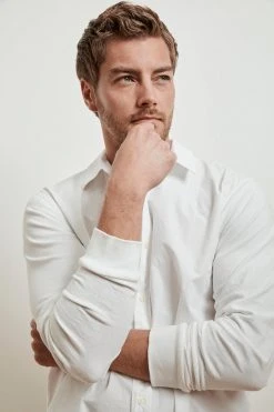 Velvet By Graham & Spencer Mens ARLIE CONTRAST COTTON JERSEY BUTTON-UP SHIRT