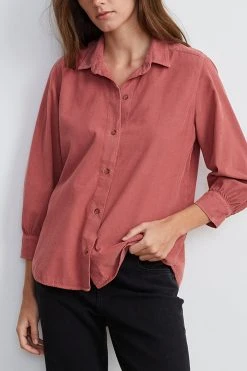 Velvet By Graham & Spencer Womens SUKI CORDUROY BUTTON-UP SHIRT