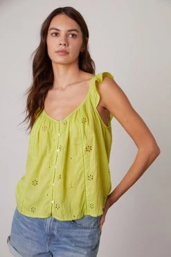 Velvet By Graham & Spencer Womens COCO COTTON EYELET TOP