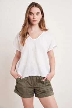 Velvet By Graham & Spencer ELSA COTTON GAUZE TOP
