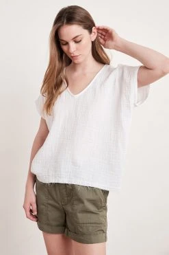 Velvet By Graham & Spencer ELSA COTTON GAUZE TOP