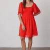 Velvet By Graham & Spencer Womens ESME SMOCKED COTTON GAUZE DRESS