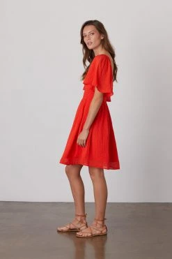 Velvet By Graham & Spencer Womens ESME SMOCKED COTTON GAUZE DRESS