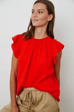 Velvet By Graham & Spencer KAIA COTTON GAUZE BLOUSE