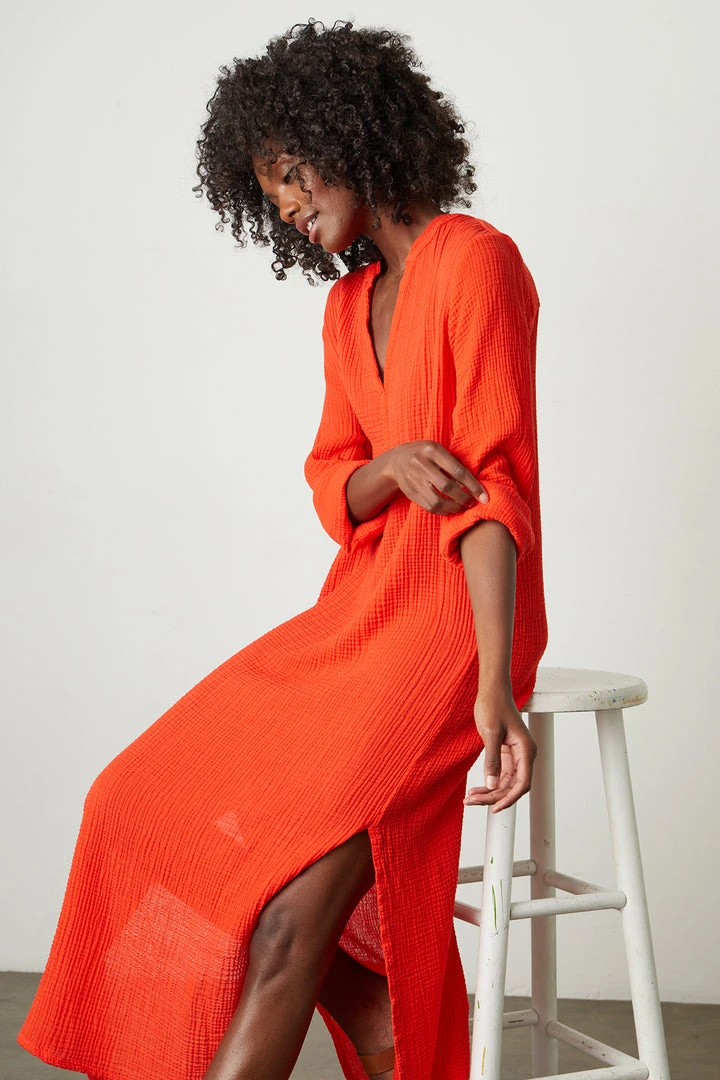 Velvet By Graham & Spencer Womens LORRAINE COTTON GAUZE CAFTAN DRESS 8 Velvet By Graham & Spencer Womens LORRAINE COTTON GAUZE CAFTAN DRESS