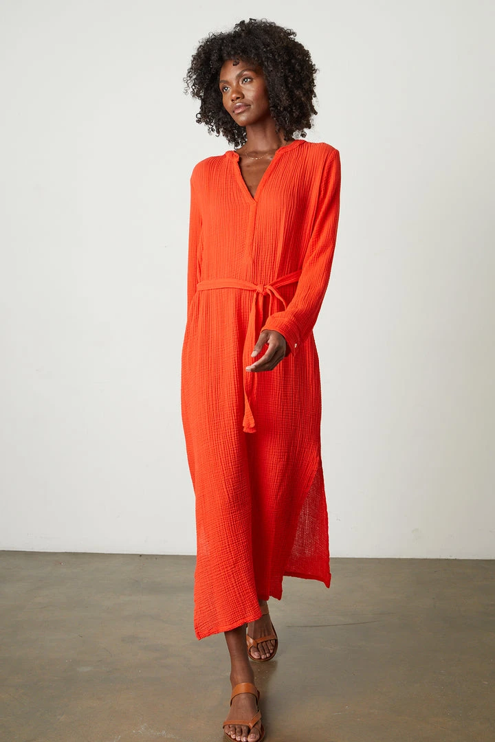 Velvet By Graham & Spencer Womens LORRAINE COTTON GAUZE CAFTAN DRESS 9 Velvet By Graham & Spencer Womens LORRAINE COTTON GAUZE CAFTAN DRESS