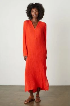 Velvet By Graham & Spencer Womens LORRAINE COTTON GAUZE CAFTAN DRESS 30 Velvet By Graham & Spencer Womens LORRAINE COTTON GAUZE CAFTAN DRESS