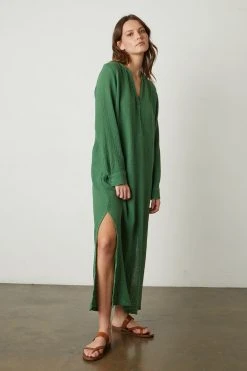 Velvet By Graham & Spencer Womens LORRAINE COTTON GAUZE CAFTAN DRESS 36 Velvet By Graham & Spencer Womens LORRAINE COTTON GAUZE CAFTAN DRESS