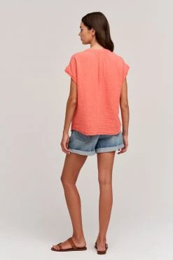 Velvet By Graham & Spencer Womens PAMELA COTTON GAUZE BUTTON-UP TOP