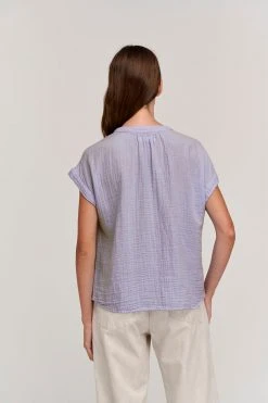 Velvet By Graham & Spencer Womens PAMELA COTTON GAUZE BUTTON-UP TOP