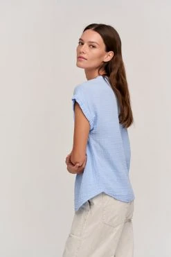 Velvet By Graham & Spencer Womens PAMELA COTTON GAUZE BUTTON-UP TOP