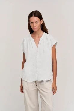 Velvet By Graham & Spencer Womens PAMELA COTTON GAUZE BUTTON-UP TOP