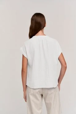 Velvet By Graham & Spencer Womens PAMELA COTTON GAUZE BUTTON-UP TOP