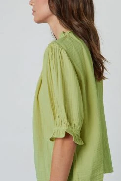 Velvet By Graham & Spencer ROSA COTTON GAUZE RUFFLE TOP