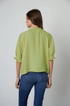 Velvet By Graham & Spencer ROSA COTTON GAUZE RUFFLE TOP