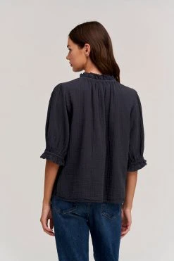 Velvet By Graham & Spencer ROSA COTTON GAUZE RUFFLE TOP