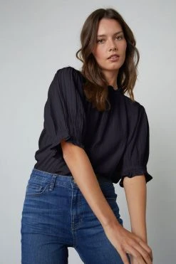 Velvet By Graham & Spencer ROSA COTTON GAUZE RUFFLE TOP